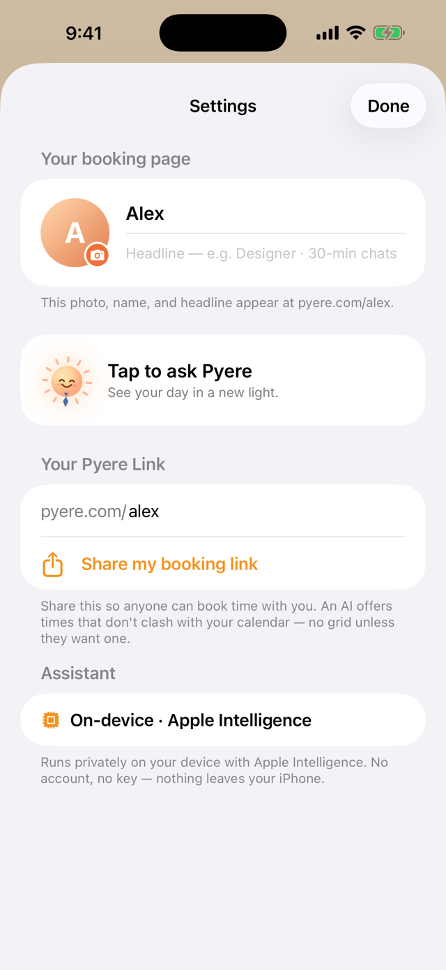 Caledari Link: share your personal booking address